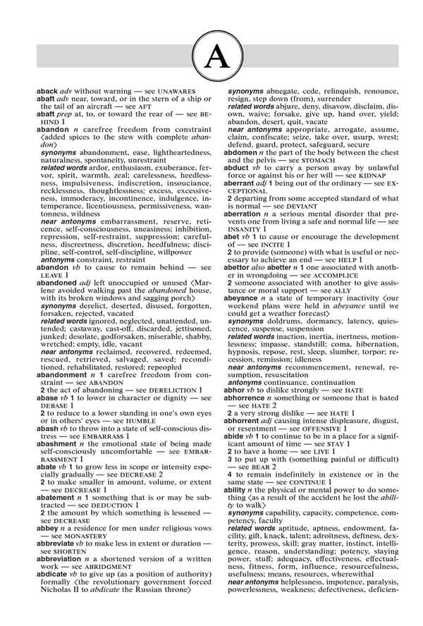The Merriam-Webster Thesaurus page 1